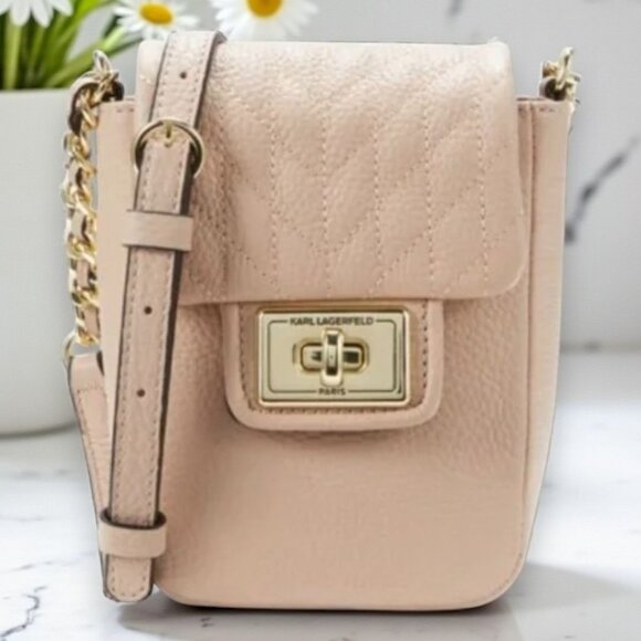 Karl Lagerfeld Handbags - Karl Lagerfeld Paris Agyness Leather Turnlock Crossbody Bag - NWOT